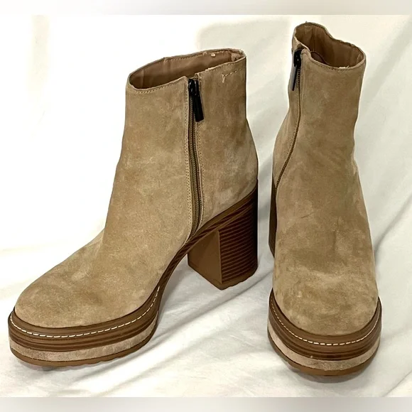 Steve Madden Suede Leather Platform Heeled Ankle Booties Size 9 - Picture 12 of 12